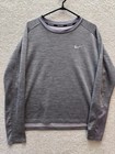 Nike Dri-fit Running Top Women s Large Gray Long Sleeve Thumbhole Pullover
