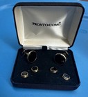 Men   s Promto Umo Cuff Links Black W  Gold Trim New In Box Free Shipping