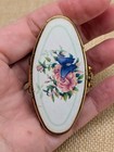 Vintage Stratton England Lipview Compact Mirror Lipstick Holder Floral Design 