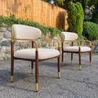 Set Of 2 Mid Century Modern Upholstered Dining Chair Metal Frame Accent Armchair