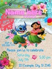 Personalised Lilo Y Stitch Birthday Party Digital Invitation For Girl For Boy