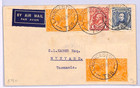 Australia Tasmania Internal Air 1935 Cover Kgv Sideface Pairs 3d Sturt Xa285