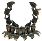 Vntg Jewish Hebrew Hanukkah Menorah Judaism Judaica Israel Solid Brass Jerusalem