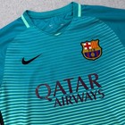 Nike Fc Barcelona 2016-17 Away Jersey Teal Qatar Airways Medium Soccer Shirt