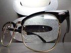 Mens Women Classic Vintage Retro Style Clear Lens Eye Glasses Black   Gold Frame