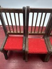Vintage Miniature Dollhouse Dining Table And 4 Red Cushion Chairs 1 12