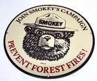 Vintage - Smokey The Bear     Prevent Forest Fires     Porcelain Sign - Pump Plate