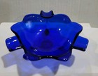 Vintage Cobalt Blue Glass Ashtray 3 Footed And Hold 3 Cigarettes 4  Diameter 