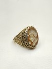 Wonderful Old Beautiful Natural Agate Sassanian Queen Face Intaglio  Bronze Ring