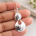 925 Sterling Silver Drop Earrings Hammered Teardrop Dangle Earrings Handmade