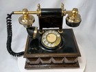 Vtg Deco-tel Cradle Rotary Dial Corded Telephone Western Elec Spanish Midcentury