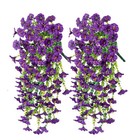 Artificial Hanging Flowers For Outdoor 2pcs Fake Petunias Silk Flowers Uv Resist