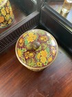 Vintage Daher Floral Tin With Knob Lidded Canister England Brown Orange