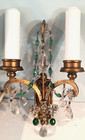 Set Of Four  4  Matching Bronze   Crystal Beaded Antique Sconces Likely Caldwell