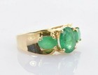 Vintage Nissko Triple Emerald Ring In 14k Yellow Gold 1 48 Carats Size 5