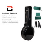 Crossrock Fiberglass Case For 4-string Tenor Banjo-black Gloss Finish   Tsa Lock