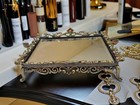 Vanity Tray Mirrored Jeweled On Legs Ornate Art Nouveau Style