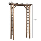 7 Ft Natural Wooden Backyard Pergola W  Side Panel For Climbing Vines