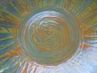 Vintage Mcm Enamel On Copper Abstract 7 75  Bowl In Orange Green Teal