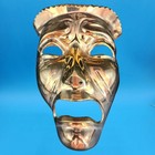 Vintage 1970s Brass Tragedy Death Mask Wall Art Gothic Theater Drama Prop Ribbon