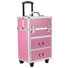 Pro Rolling Aluminum Makeup Case Train Box Trolley Storage With Lock And Drawer
