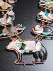 Heavy Gorgeous Sterling Silver Native American Zuni Animal Fetish Inlay Necklace