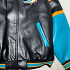Miami Dolphins Jacket Men Large Black Bomber Full Zip Nfl Football Vegan Leather