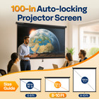 100  Pull Down Projector Screen 16 9 Hd 4k Retractable Home Movie Theater Office