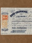 1872 Bank Of California Gold Hill Nevada Nv Certificate Of Deposit Check Revenue