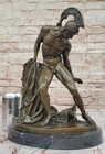 Bronze Marble Sculpture Roman God Warrior Statue Signed Decarlo Figure Deco Sale