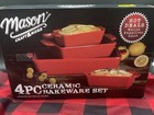 Mason Craft   More 4pc Stonewarebakeware Set Red Casserole Baking Dishes New Nib