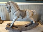 Distressed Gray   Brown Wooden Rocking Horse Decorative Figurine W  Roker Base