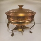 Vintage Persian Copper Fondue Set Chaffing Dish 5 Pieces Mid Century Modern