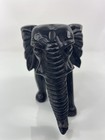 Vintage Black Ebony Wood Hand Carved African Elephant Figurine Sculpture