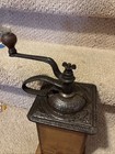 Rare Antique Chas Parker National Coffee Mill Grinder Cast Iron Dovetail Box