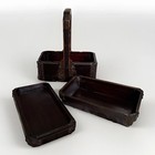 Antique Chinese Dynasty  Lunchbox Wood Box Phoenix Lacquerware Elmwood Handle