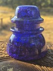 Hemingray 42 Blue Violet Crackle Glass Insulator Electric Fusion Art Handmade