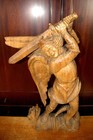 Antique 24  Hand Carved Wood Patron Saint Archangel Michael Statue Sculpture
