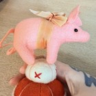Vintage Pink Pig Pearl Balancing Cloth Pincushion