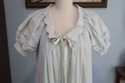 Vintage 1950s Cotton Robe   Duster - Pale Blue Embroidered   Lace Trim Size L