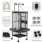 Large Bird Cage With Stand  60 5  Rolling Parrot Cage  Metal Play Top With St   