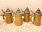 Vintage 8  German Beer Steins With Pewter Lid Matching Set Of 4