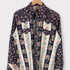 Vintage Miller Western Wear Purple Floral Shirt Men   s 16-34 M l Pearl Snap Usa