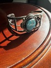 Vintage Navajo Sterling Silver Turquoise Split Shank Cuff Bracelet Stamped M925
