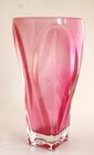 Vintage Pink Frosted Art Glass Vase Thick Heavy 9  Tall