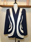 Lilli Ann Vintage 80s Optical Illusion Power Shoulder Jacket Blazer Size M l