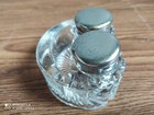Rare Vintage Beautiful Two Pots Glass Inkwell Of 50 s Made In Japan 