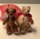 Vintage 1 12 Scale Artisan Miniature Teddy Bear Lot Of 2 Jointed Brown   Beige