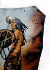 Handmade Hand-painted Native American Warrior Painting On Rawhide By O  Ch