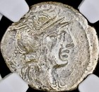 Roman Republic Silver Denarius 118bc-117bc Ngc Graded Choice Fine Coin Quadriga